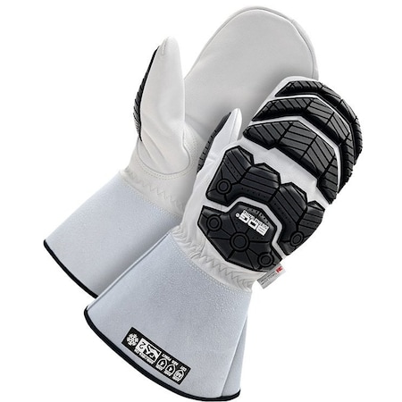 Bdg Leather Mitts, Goatskin Palm, Black/Gray, L 50-9-5010-L